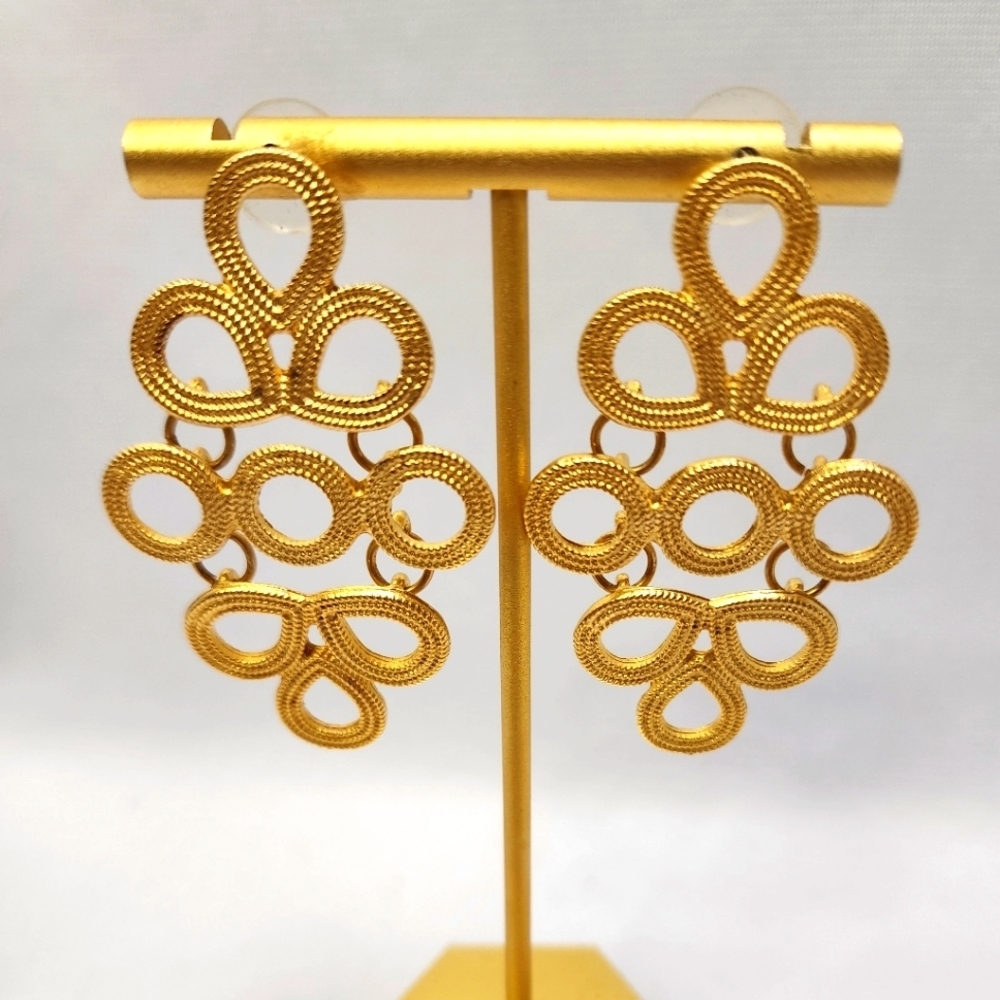 Gold Tone Dangle Pierced Earrings